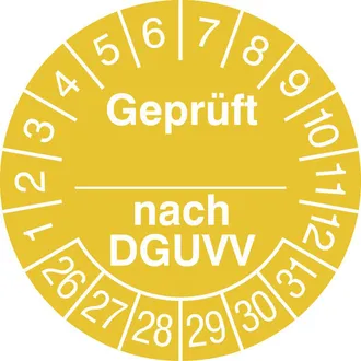 Prüfplakette - mit Jahresfarbe »Geprüft nach ...DGUVV« 