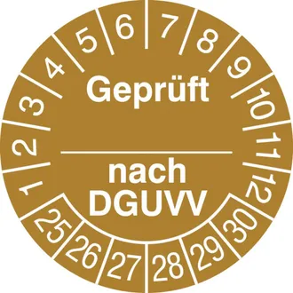 Prüfplakette - mit Jahresfarbe »Geprüft nach ...DGUVV« 