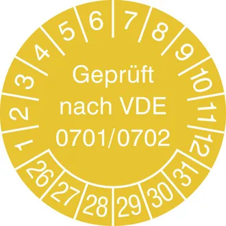 Prüfplakette - mit Jahresfarbe »Geprüft nach VDE 0701/0702« 
