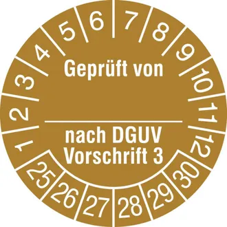 Prüfplakette - mit Jahresfarbe »Geprüft von_nach DGUV Vorschrift 3« 
