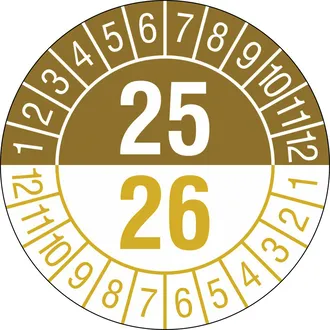 Prüfplakette - mit Jahresfarbe »Jahreszahlen: 25/26« 