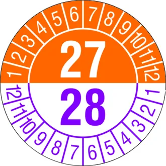 Prüfplakette - mit Jahresfarbe »Jahreszahlen: 27/28« 