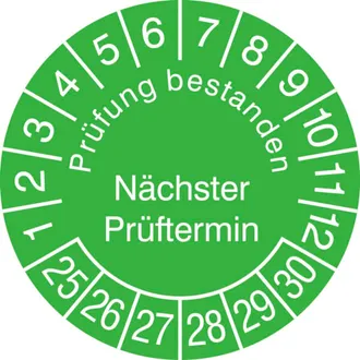 Prüfplakette »Prüfung bestanden, Nächster Prüftermin« 