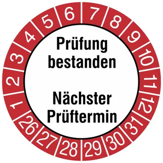 Prüfplakette »Prüfung bestanden/Nächster Prüftermin« 