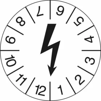 Prüfplakette »Symbol: schwarzer Blitz« 