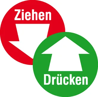 Türschild »Drücken/Ziehen mit Pfeil« 