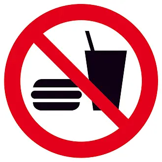 Verbotsschild »Essen und Trinken verboten« 