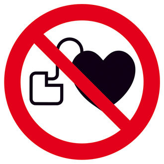 Verbotsschild »Kein Zutritt für Personen mit Herzschrittmachern oder implantierten Defibrillatoren« 