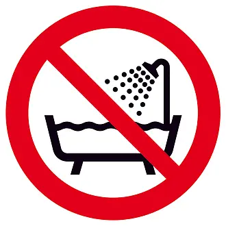 Verbotsschild »Verbot dieses Gerät in der Badewanne, Dusche ... zu benutzen« 