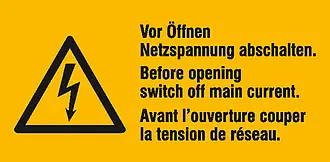 Warn-Kombischild »Vor Öffnen Netzspannung abschalten« 