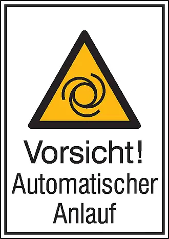 Warn-Kombischild »Vorsicht! Automatischer Anlauf« 