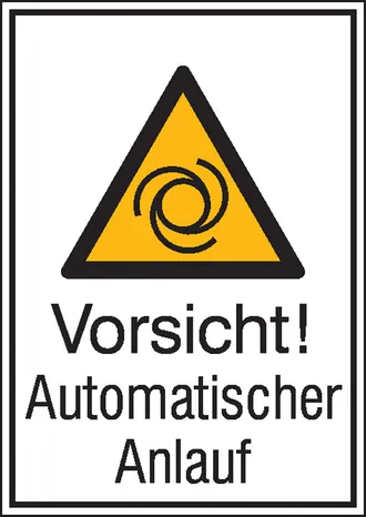 Warn-Kombischild »Vorsicht! Automatischer Anlauf« 