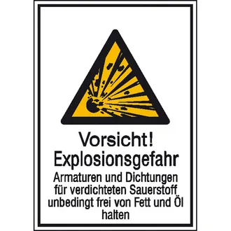 Warn-Kombischild »Vorsicht! Explosionsgefahr Armaturen und« 