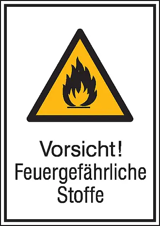 Warn-Kombischild »Vorsicht! Feuergefährliche Stoffe« 