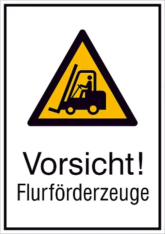 Warn-Kombischild »Vorsicht! Flurförderzeuge« 