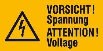 LEMAX Warnschild 'Vorsicht! Spannung' – Alu Geprägt, 200x120 Mm, Gelb/schwarz, 4-fach Gelocht