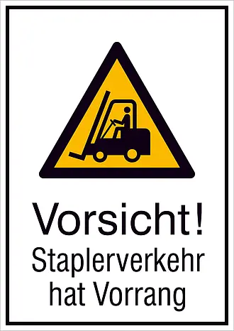 Warn-Kombischild »Vorsicht! Staplerverkehr hat Vorrang« 