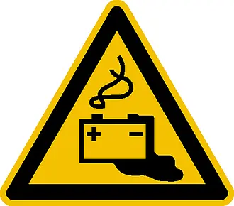 Warnschild »Warnung vor Gefahren durch das Aufladen von Batterien« 