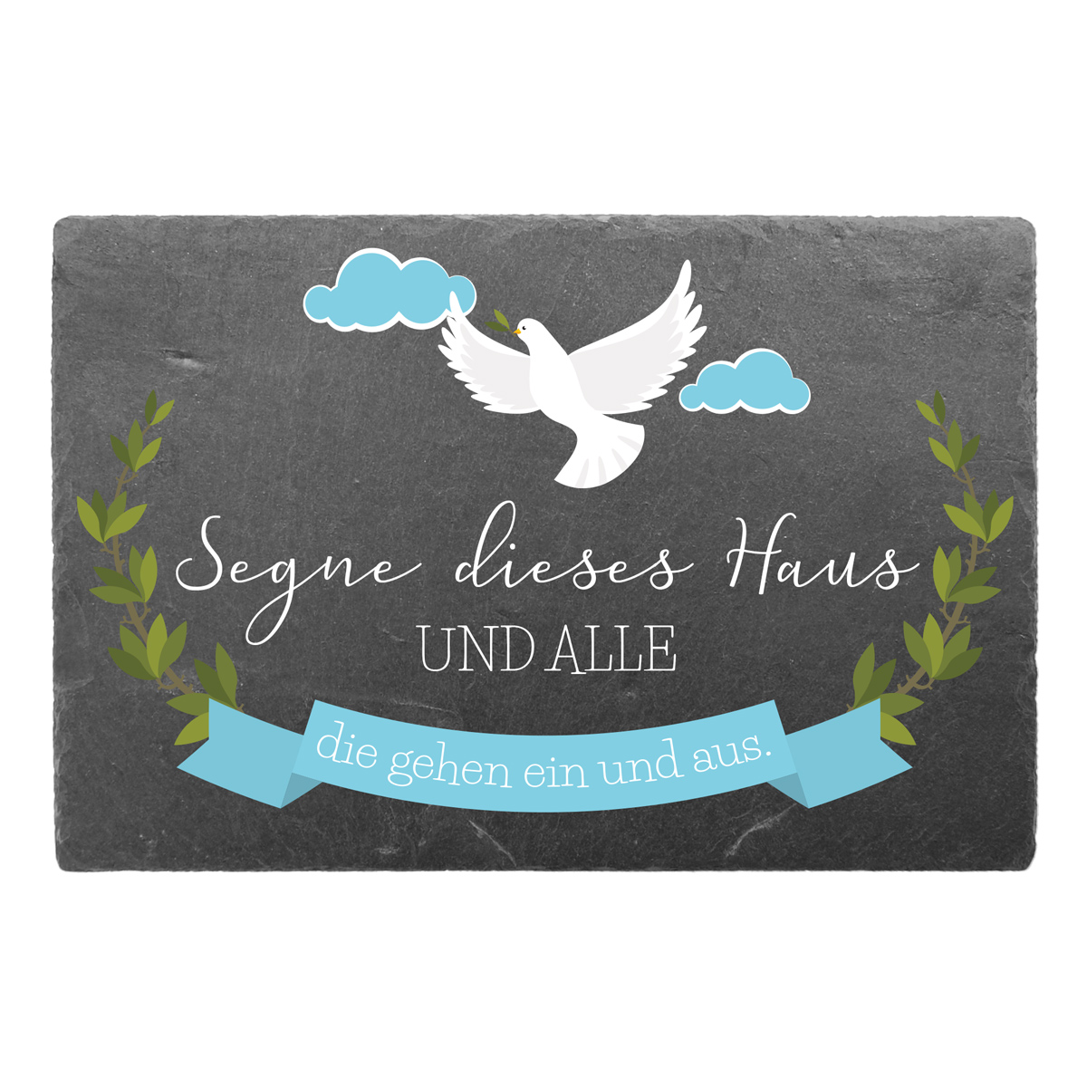 Türschild aus Schiefer mit Spruch Segne dieses Haus 30 x 20 cm