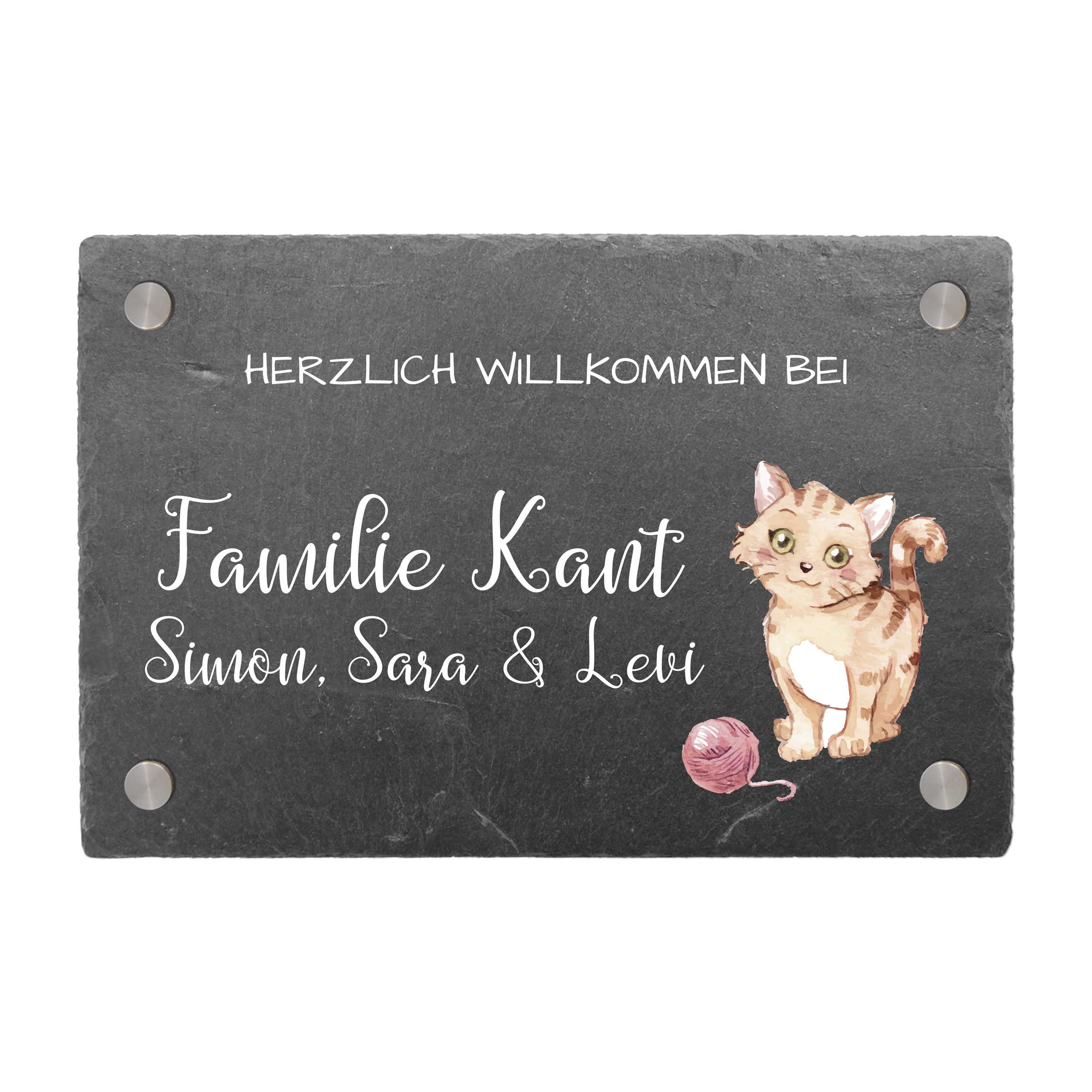 Schieferschild für Katzenliebhaber mit Namen 30 x 20 cm