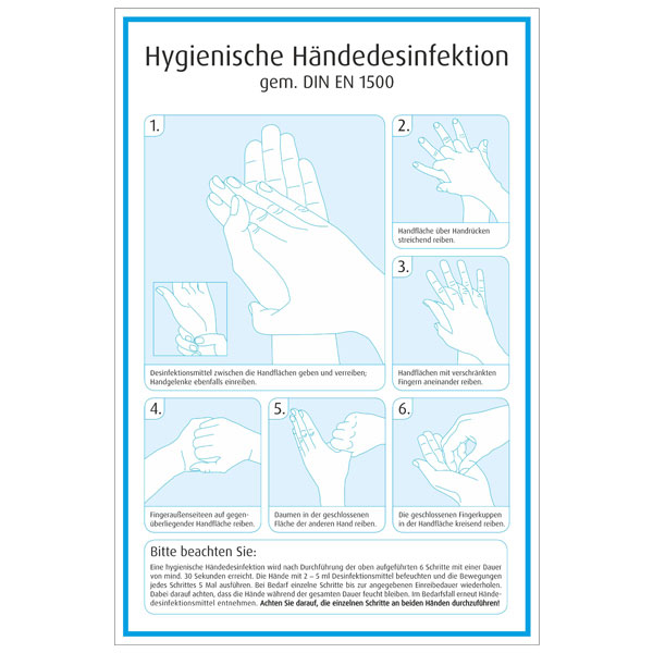 Händedesinfektionsplan Hygienische Händedesinfektion gem. DIN EN 1500