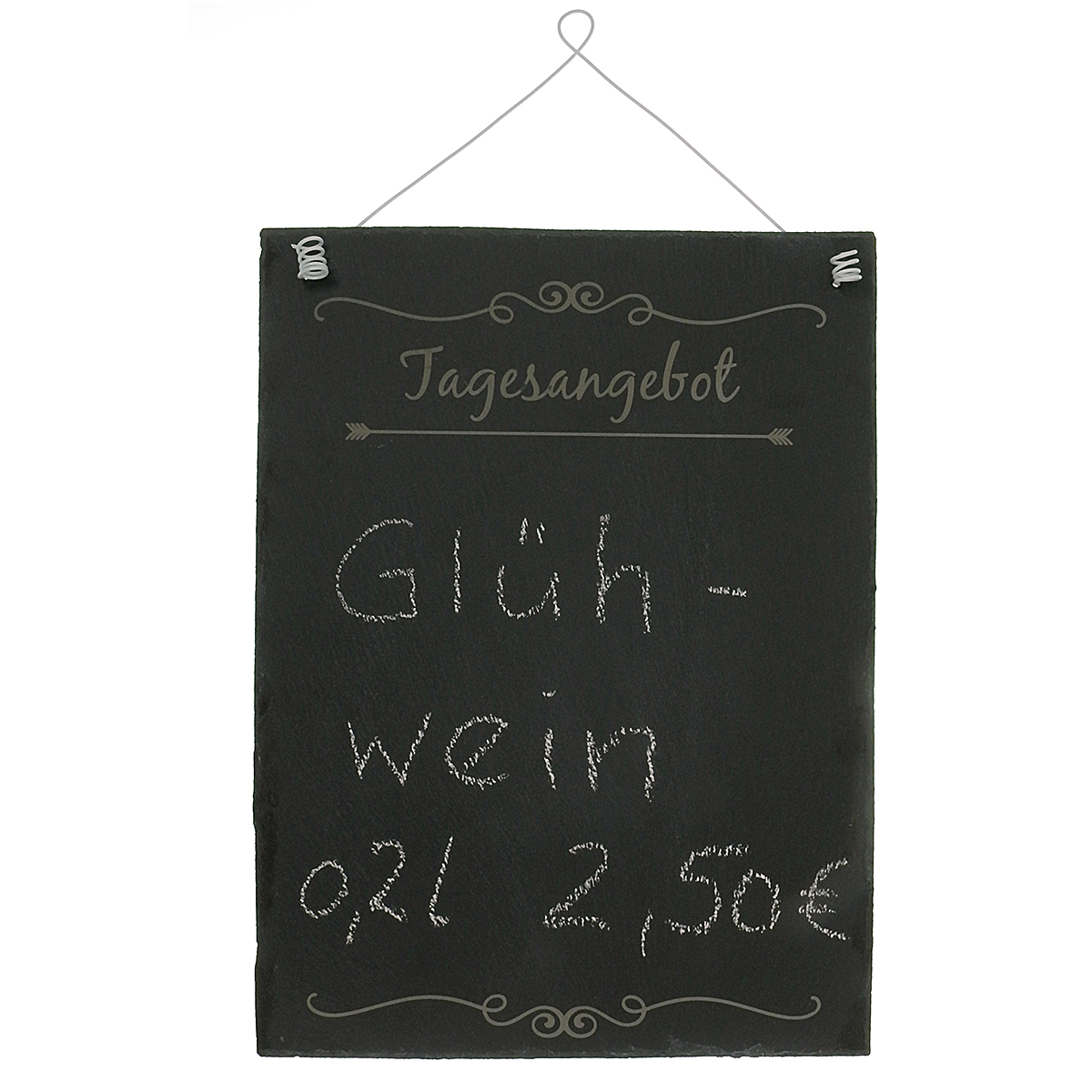 Schiefertafel mit Draht