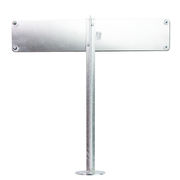 Pfosten mit Bodenplatte für die Schilderbefestigung Praktische und flexible Schilderhalterung: Am oberen Ende des Spießes ist eine weiße Aluminiumgrundplatte angeschraubt. Diese mitgelieferte ... Schilderbefestigung - Ständer mit Bodenplatte