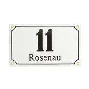 Emaille Straßenschild weiß/schwarz