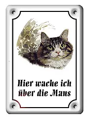 Türschild Emaille mit Katzenmotiv