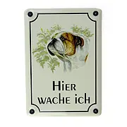 Emailleschild mit Hund