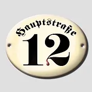 Emaille Hausnummer mit Straßenname