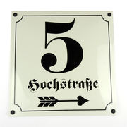 Schild im Straßenschild-Design Alu-Verbundplatte 50 x 12 cm Hausnummer 
