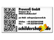 Aluminiumschild mit zwei QR- Codes, Logo und Wunschtext Dieses Firmenschild aus Aluminium wird mit zwei individuellen QR- Codes, einem Logo und mit indivuellem "Buchstabentext" ... Aluminiumschild mit zwei QR-Codes und Wunschtext