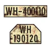 historische Motorradkenzeichen im 2er-Set - Heer - Rostoptik