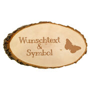 Baumscheibe mit Wunschtext und Symbol