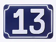 Blaue geprägte Hausnummer - Ziffer 13