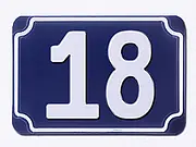 Blaue geprägte Hausnummer - Ziffer 18