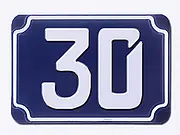 Blaue geprägte Hausnummer - Ziffer 30