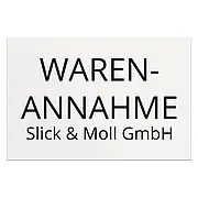 Schild Warenannahme und Firmenname