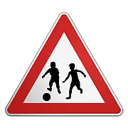 Verkehrsschild -  Spielende Kinder! - Größe: Schenkellänge 58 cm