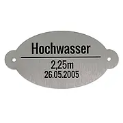 Edelstahlschild zur Hochwasserkennzeichnung