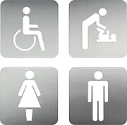 WC Schild Edelstahl Frauen / Männer / Wickelraum / Behinderte