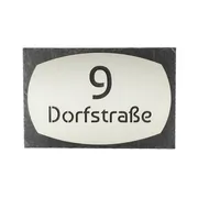 Elegante Kombination aus Edelstahl und Schiefer als Hausnummer Kombi 1