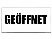 weißes Schild aus Aluminium - geöffnet Schild