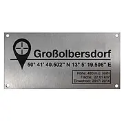 GPS Schild Edelstahl mit Lasergravur 200 x100 mm 