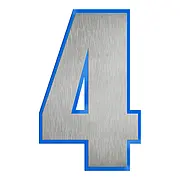 Edelstahlhausnummer mit Acrylrückwand blau