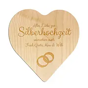 Holzherz mit Gravur zur Silberhochzeit