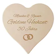 Holzherz mit Gravur - 24 cm - Geschenk zur Goldenen Hochzeit