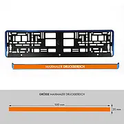 Kennzeichenhalter Blue Butlerfinish mit Wunschtext - pro Stück