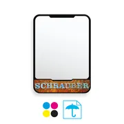 Kennzeichenhalter für Kleinkraftfahrzeuge, schwarz mit Wunschtext-/motiv farbig bedruckt, 12,2 x 16,8 cm 